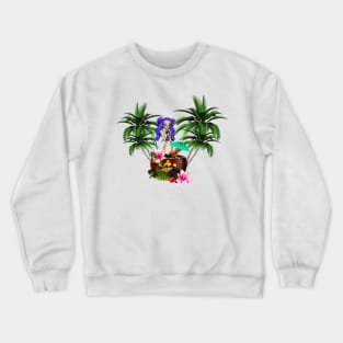 Tropical design with girl and cute mouse Crewneck Sweatshirt